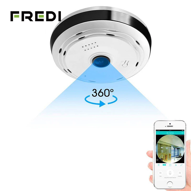 FREDI ip-камера «рыбий глаз», WiFi, 960 P, HD 1.3MP, 360 градусов, панорамная беспроводная домашняя камера видеонаблюдения, ИК камера ночного видения, ip-камера