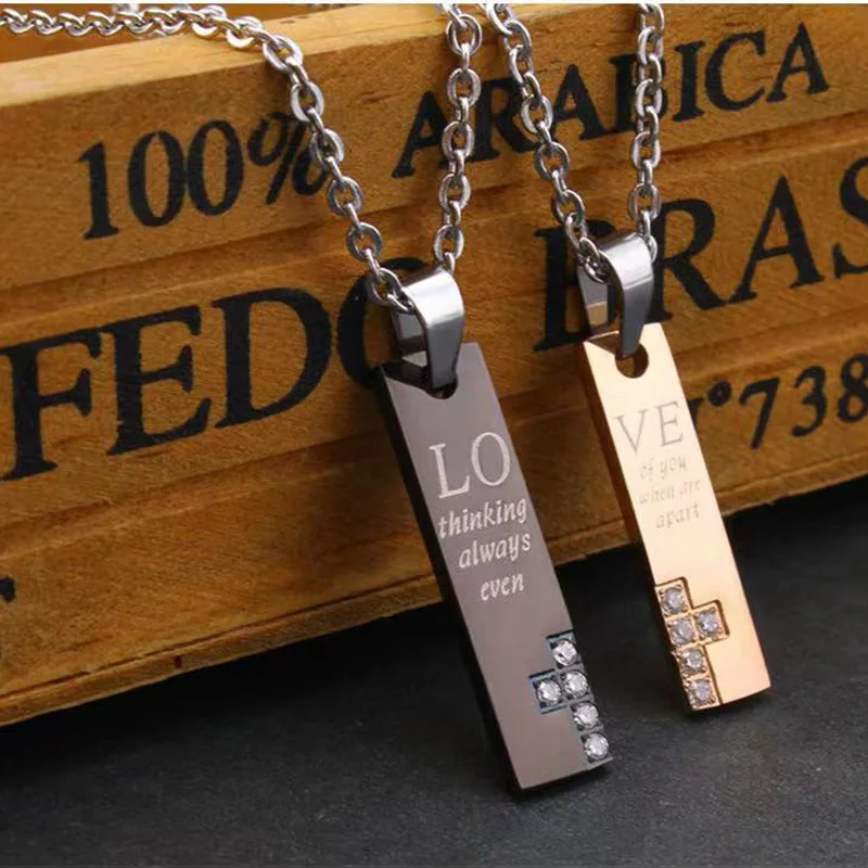 

Cremo Man Woman Stainless Steel Cross Chain Couple "LOVE" Necklace Ladies Fashion Zircon Pendant Paired Hanging Jewelry