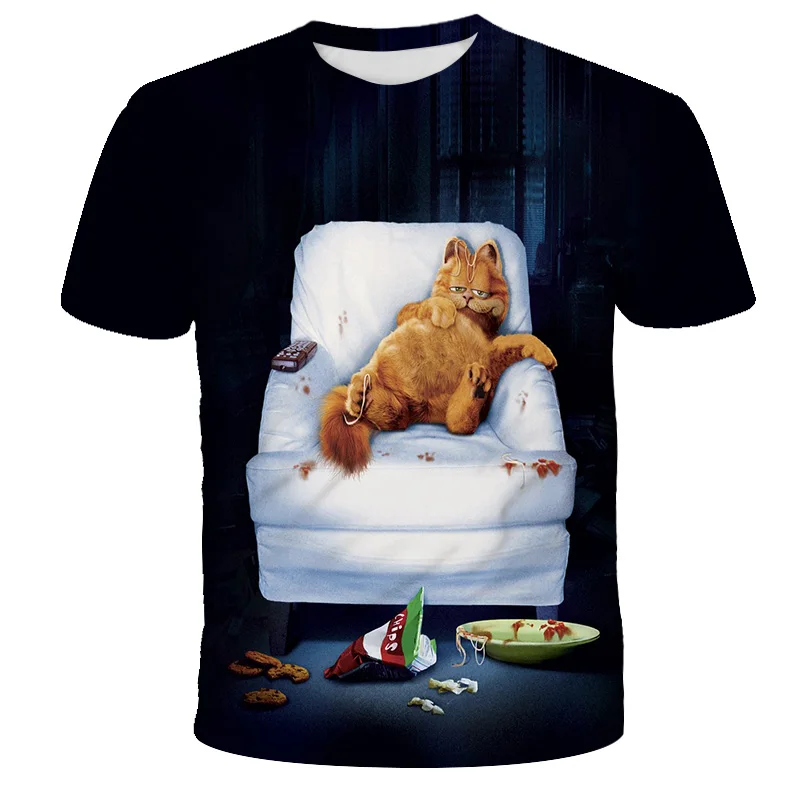 

Kawaii two cat 3D T-shirt Girls Summer Short Sleeve T-Shirt polyester printed for boys and girls 4-14 years old