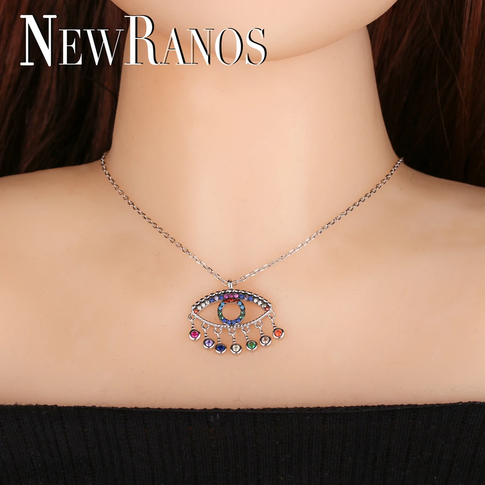 Newranos серебро 925 пробы красочное женское ожерелье с фианитами модное ювелирное