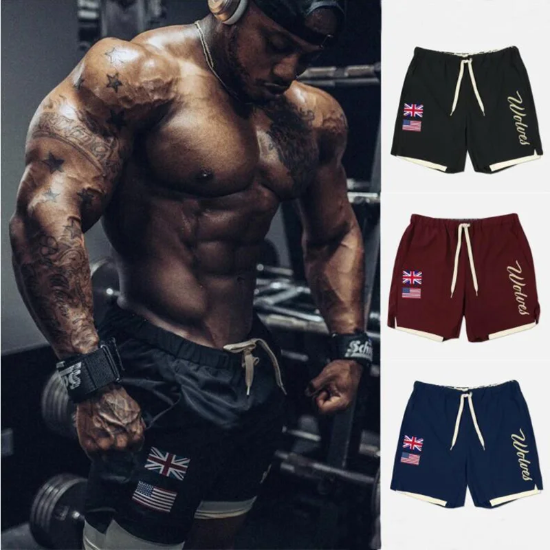 

Summer New Men's Thin Breathable And Quick-Drying Gyms Fitness Double-Layer Shorts Anti-Empty Outdoor Basketball Training Shorts