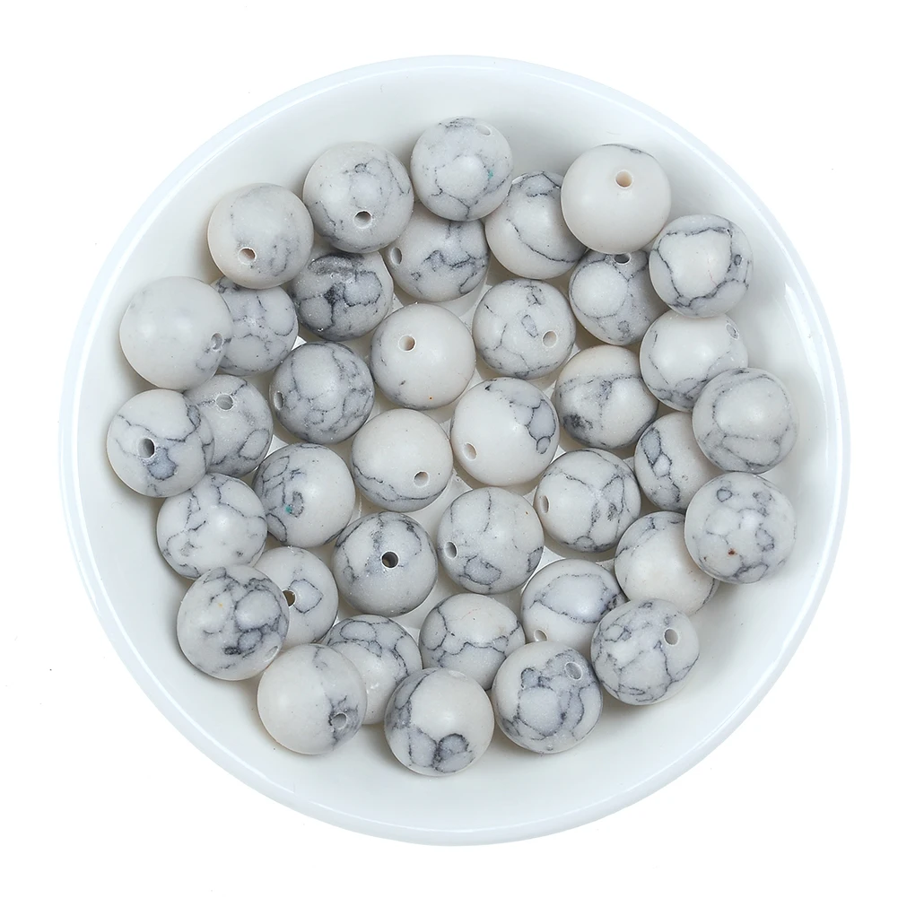 

Wholesale Natural White Howlite Turquoises Round Loose Beads Fit Diy bracelet 15" Strand 4-12 MM Pick Size For Jewelry Making