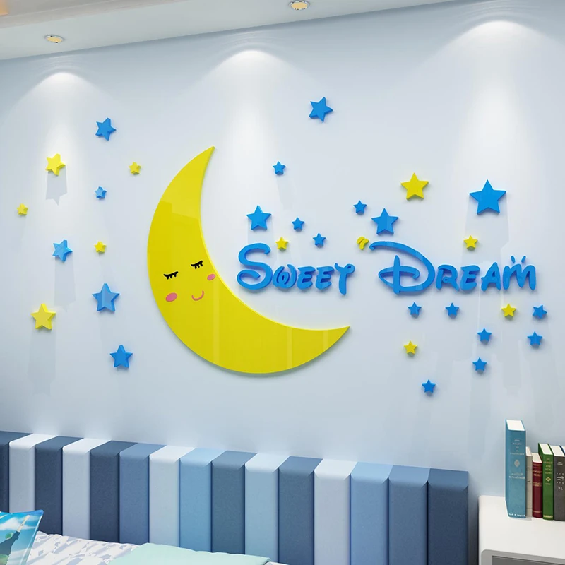 

Waterproof Stickers Kids Bedroom Wall Stickers Ceiling Decals Cartoon Kindergarten Wallpaper Baby Room 3D Wall Murals 2 Colors