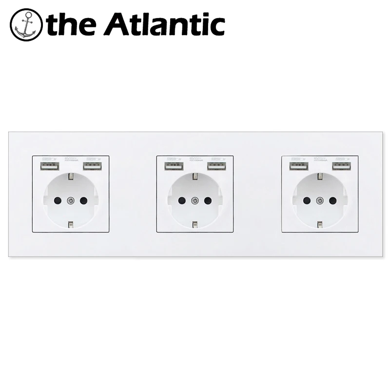 Atlectric европейская вилка розетка двойной usb зарядный порт домашняя настенная розетка двойная Тройная четырехъярусная электрическая розетка переходник usb,разетка с usb для дома,розетки