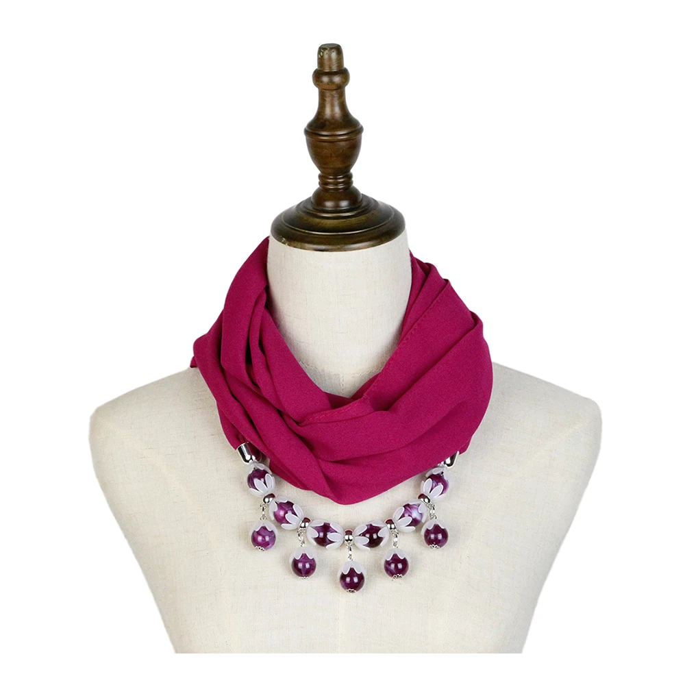 Шифоновая бижутерия ожерелье шарф женский весенний Модный Кольцо Шаль хиджаб