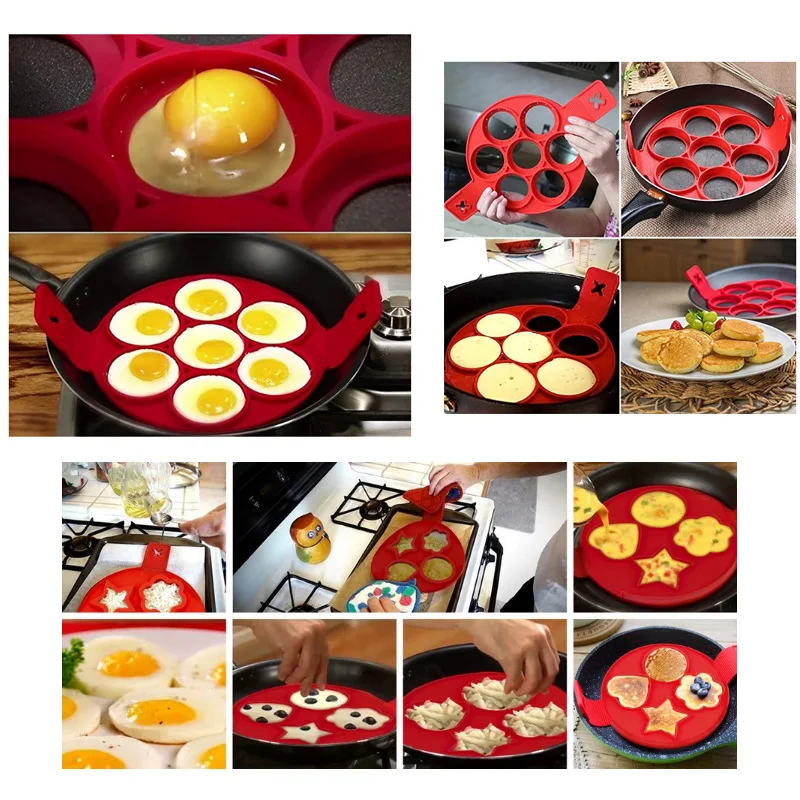 

Pancake Maker Silicone Non Stick Cooking Tool Egg Round Heart Mold Egg Cooker Pan Flip Kitchen Baking Accessories Supplies Stuff