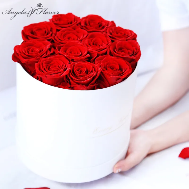 

Preserved Immortal Rose Flowers with Hug Bucket Box Gift Wedding Bouquet Materials Eternal Life Flower Rose Valentine's Day Gift