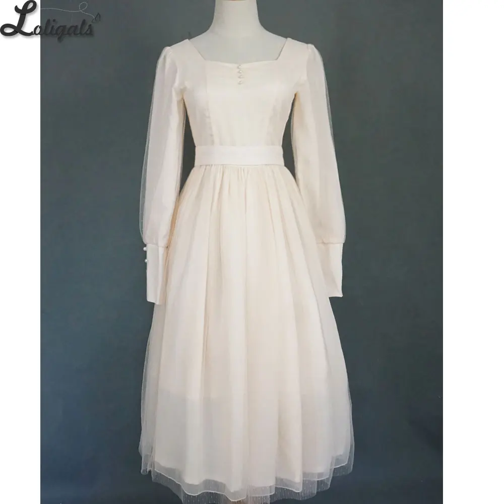 Сказочное винтажное платье с длинными рукавами вечерние платья в стиле ретро от