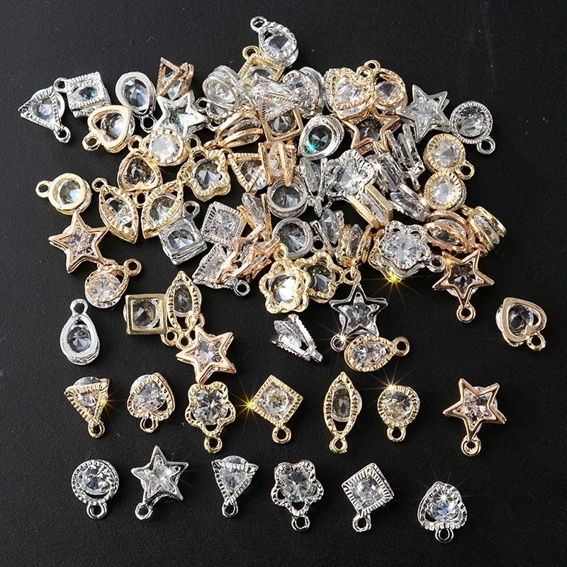

10pcs/lot Zircon Heart Shape Flower Crystal Beads Charm Pendant DIY Earrings Necklace Hairclips Accessories Jewelry Making