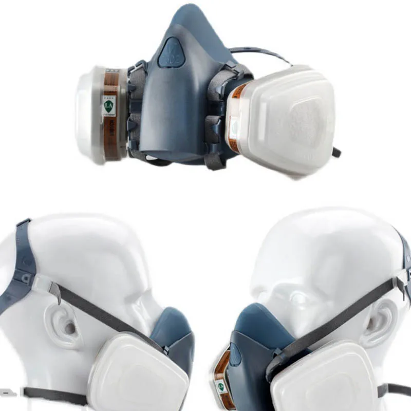 Двойной фильтр бокс на голову противогаз силиконовый материал распылительная