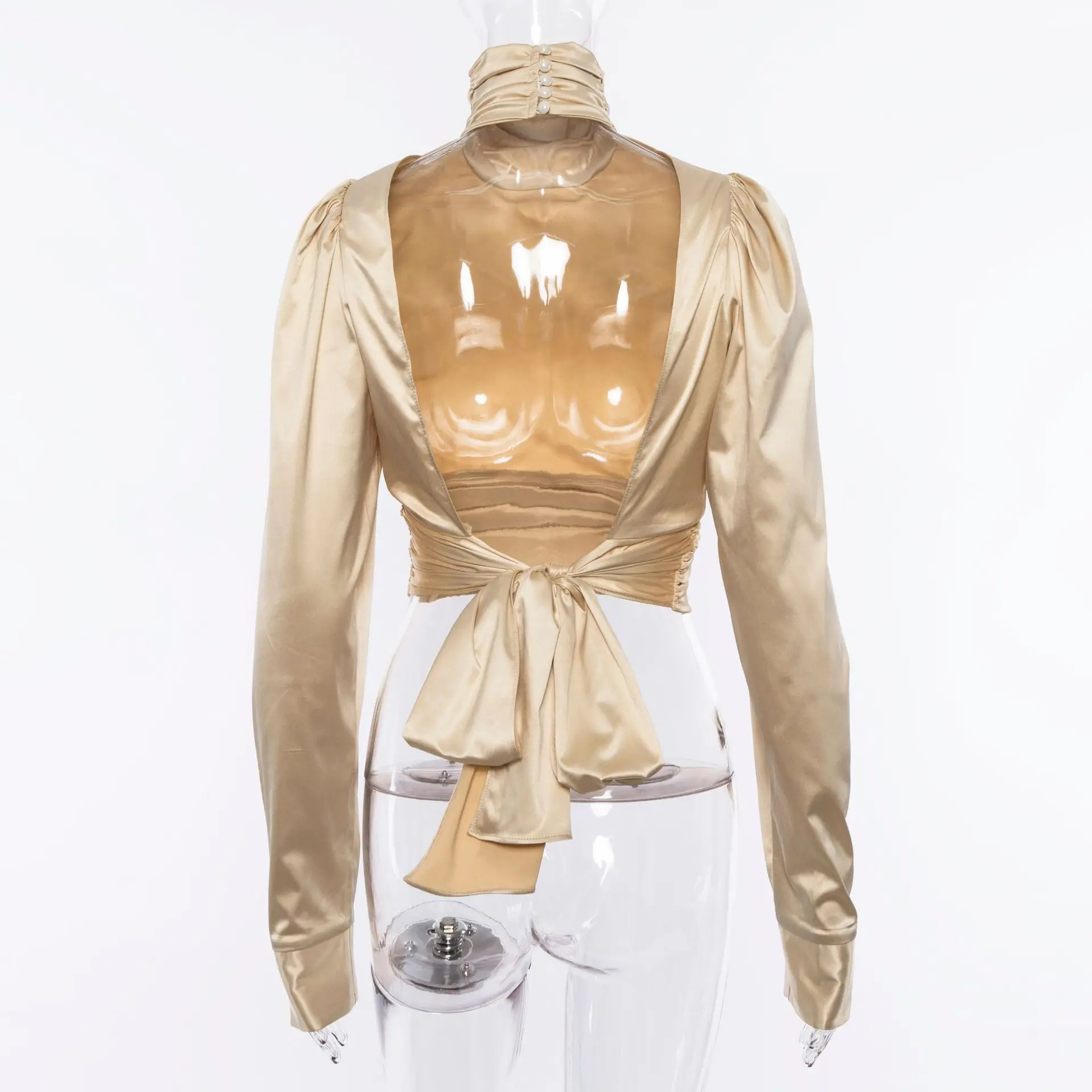 Женские рубашки шифоновая блуза топы с длинным рукавом и открытой спинкой |