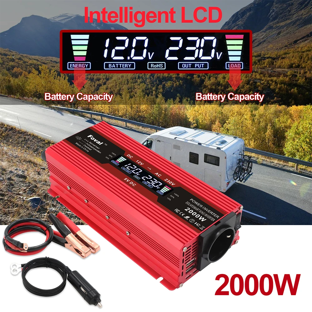 LCD screen power Inverter 1500W/2000W/2600W Spannung Konverter Transformator DC 12V zu AC 220V Transformator Konvertieren EU buchse