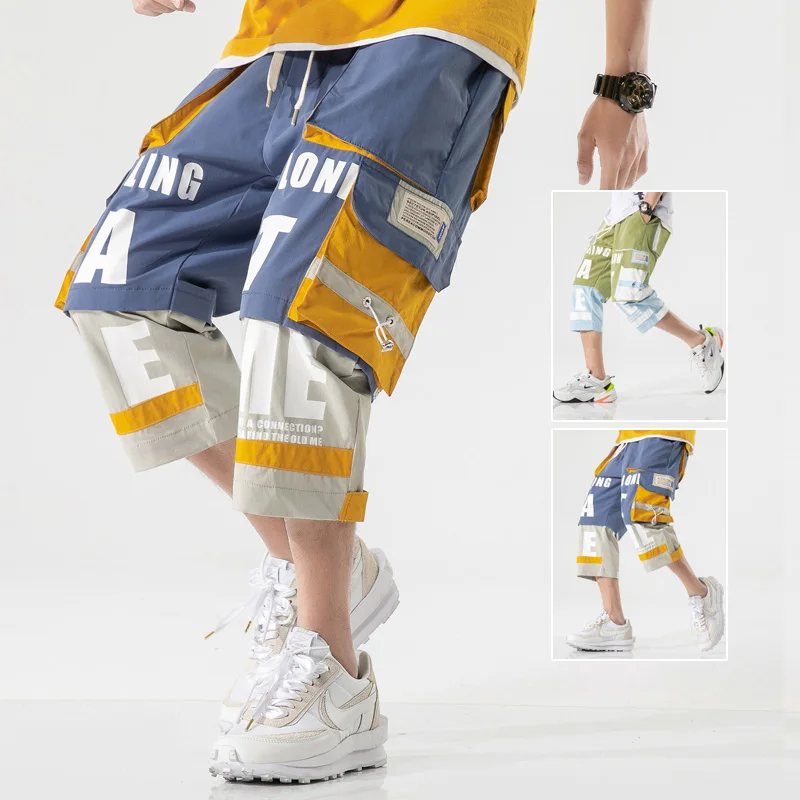 Мужские летние шорты-карго в стиле хип-хоп с несколькими карманами и боковой