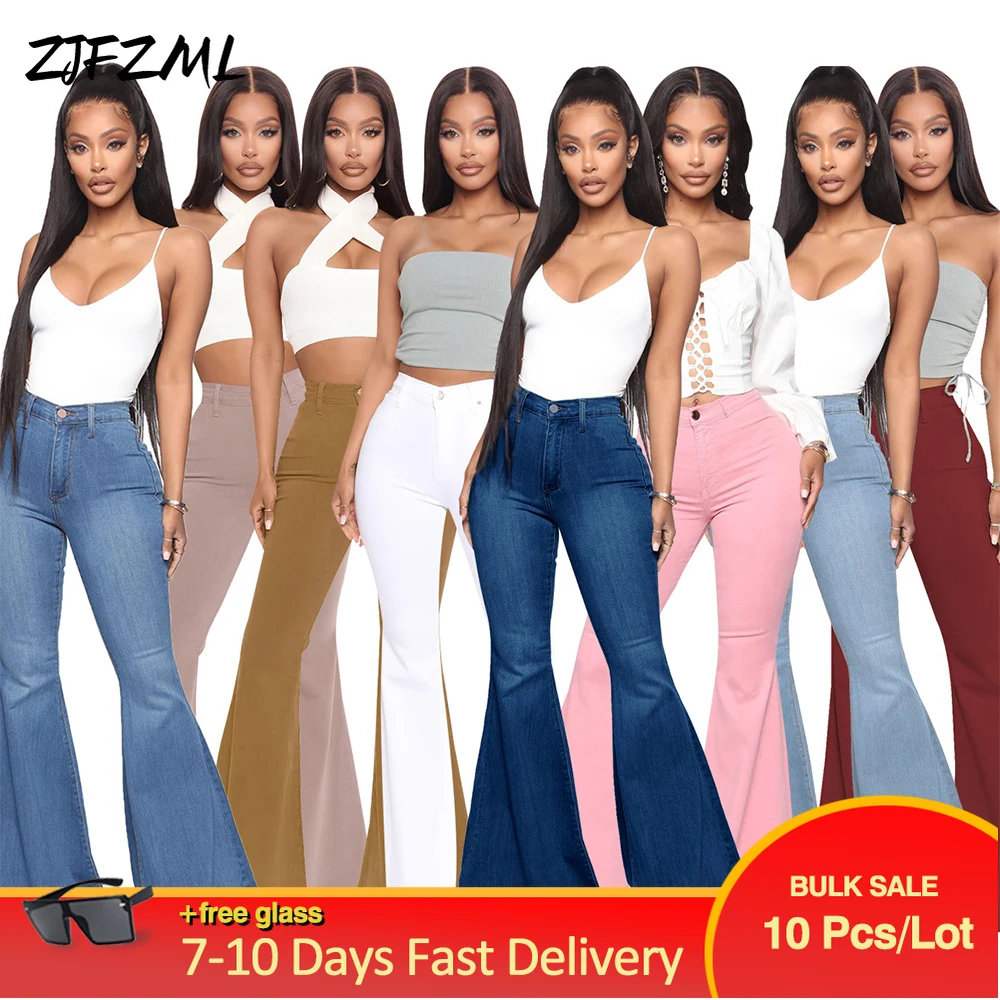 

Bulk Items Wholesale Lots Streetwear Women All Matching Flare Bell Bottom Leggings Hipster High Waist Denim Trouser Pant Bottom