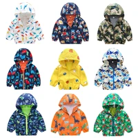 childrens jacket spring and autumn new childrens clothing boy dinosaur hooded outerwear cartoon windproof jacket boy coats