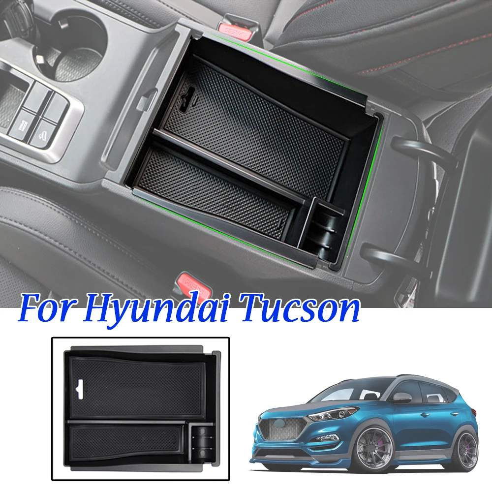 

Armrest Storage Box Central Console Glove Tray Holder For Hyundai Tucson TL 2015 2016 2017 2018 2019 AT DRIVE Car Organizer