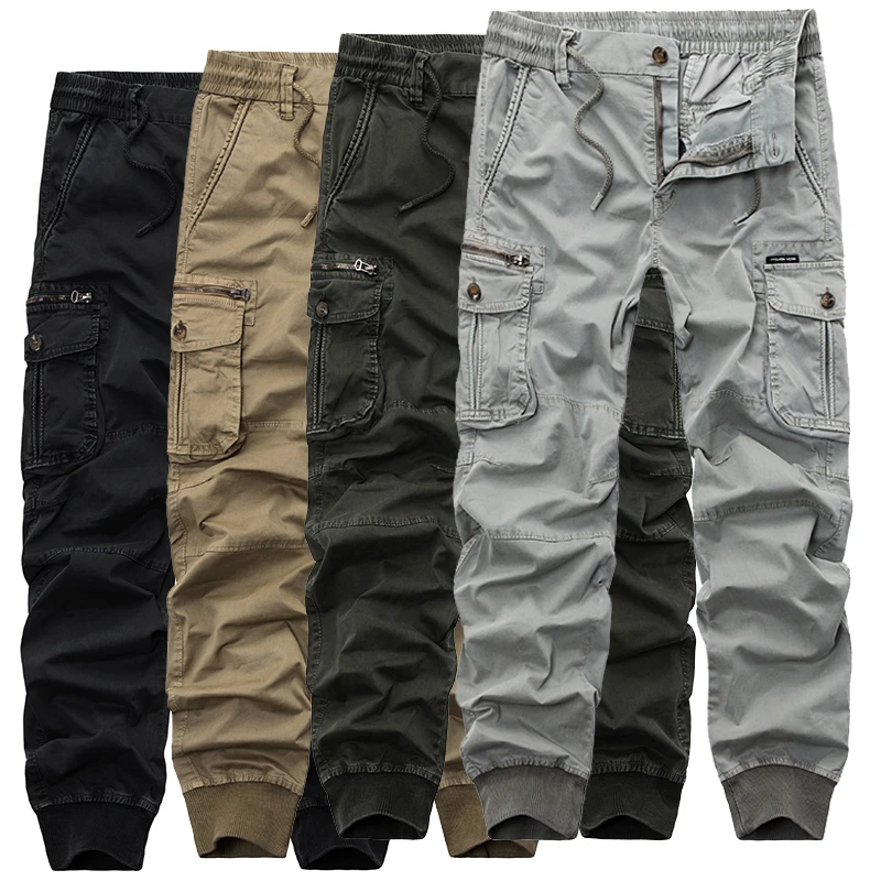 

2021 Hot Fashion Tactical Cargo Pants Men Casual Slim Mens Joggers Pants Military Ankle-tied Trousers Men