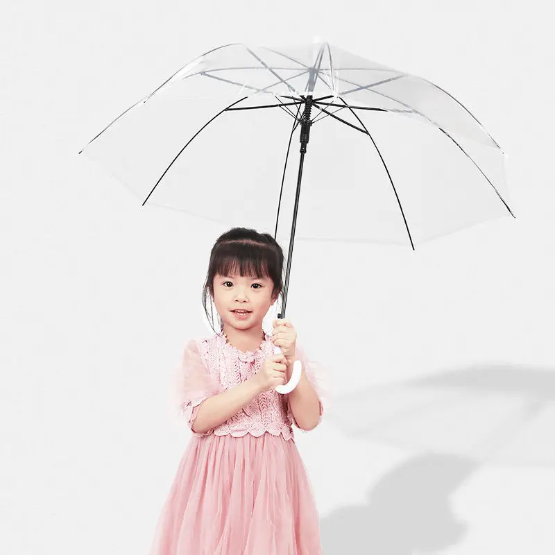 

Transparent Umbrella Men and Women Net Red Ins Small Fresh Long Handle Automatic Folding Pupil Rainbow Color Umbrella