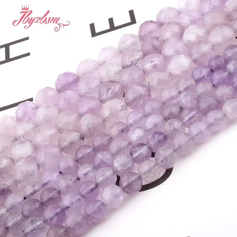 

Natural Light Amethysts Round Faceted Loose Beads 6/8mm Natural Stone Beads For Woman DIY Necklace Jewelry Making Strand 15
