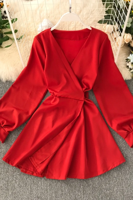 Женское платье с v образным вырезом осеннее новинка зимы 2019|Женские платья| |