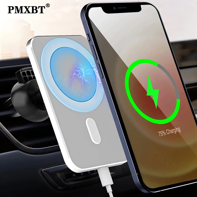 mag magnetic wireless car charger stand for iphone 12 pro max mini safe 15w fast charging air vent mount adsorbable phone holder free global shipping