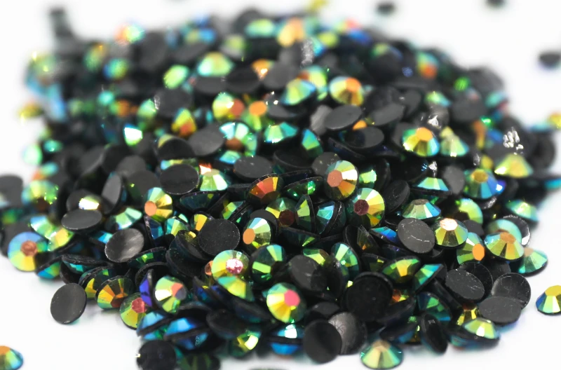 

Желейные металлические зеленые стразы AB цвета с плоской задней поверхностью, стразы из смолы без фиксации, в оптовой упаковке, пластиковые украшения для ногтей