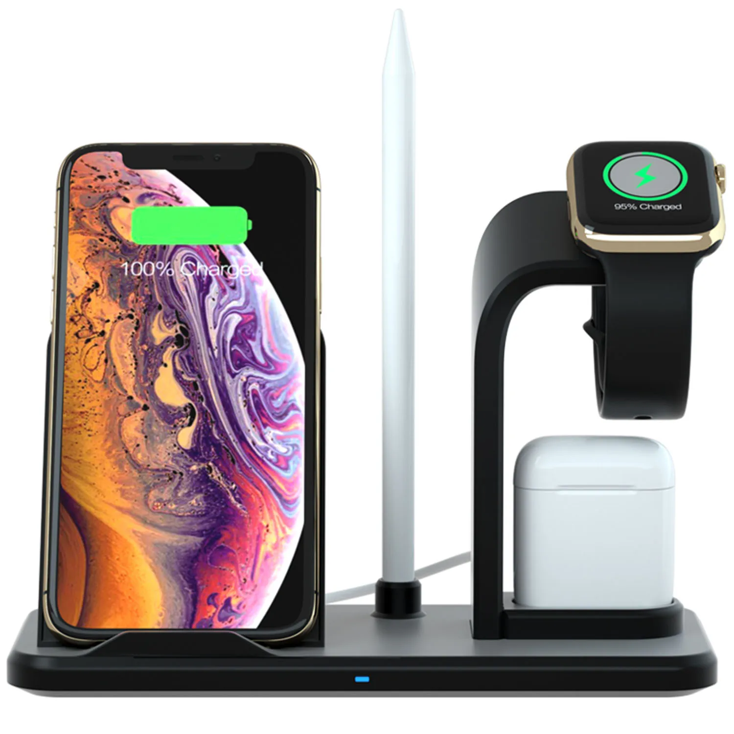 Besegad 4 в 1 быстрая Беспроводная зарядная подставка Док-станция для iPhone XS Max 8 X XR Apple