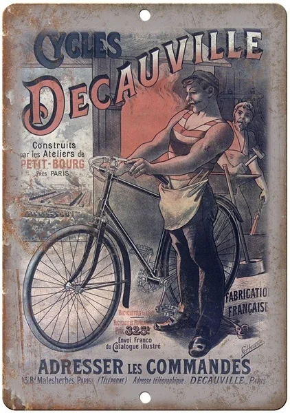 Decauville циклы Парижа велосипед жестяной знак Искусство стены декор | Дом и сад