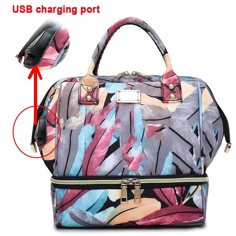 

USB Mummy Maternity Nappy Bag Waterproof Baby Diaper Bags For Mom Backpack Multifunction Daiper Changing Bag Diper Organizer