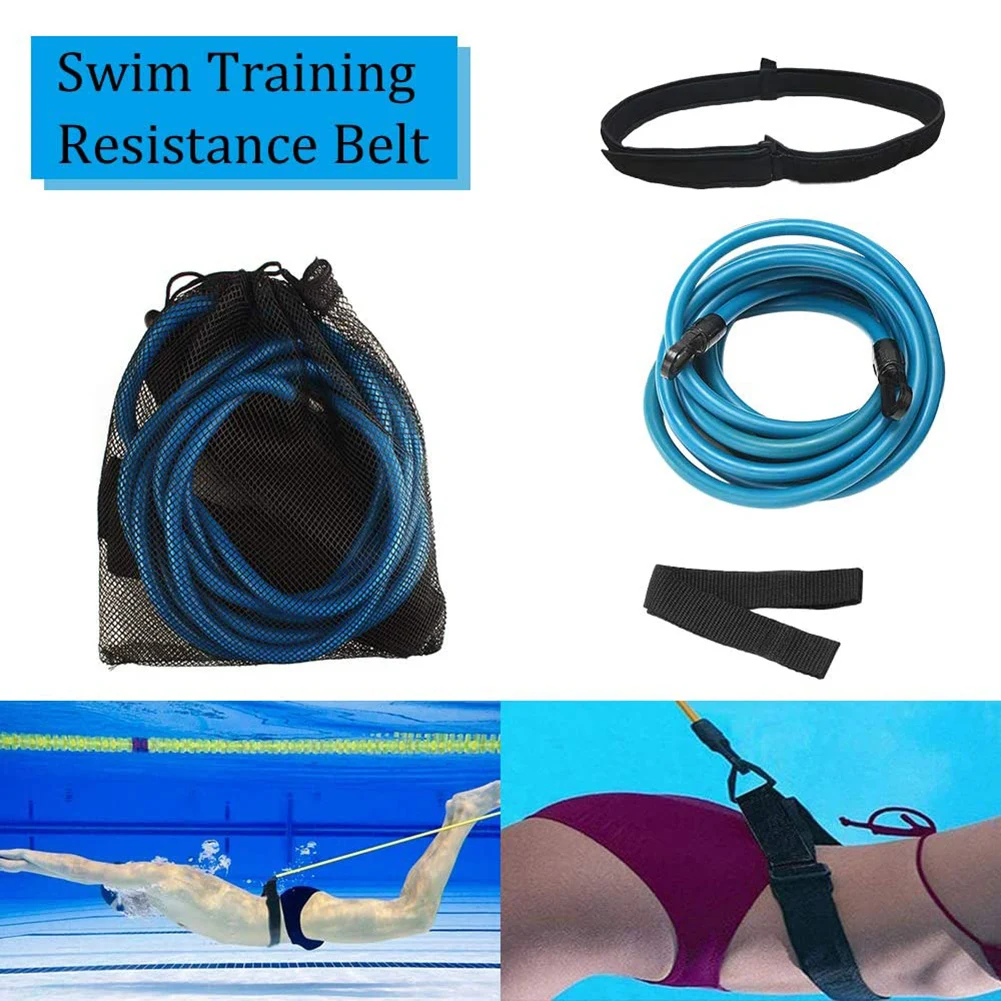 Swim Training Belts Resistance Elastic Belt Leash Swimming Tether Stationary Harness Bungee Cords Bands | Спорт и развлечения