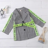 2021 1 6t fashion toddler kids baby girl winter coats clothes belted plaid print coat children lapel jacket slim formal outwear