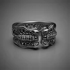 Мужские кольца с текстурой скорпиона, обручальные кольца черного цвета в стиле панк, мужские ювелирные изделия, размер 6-13