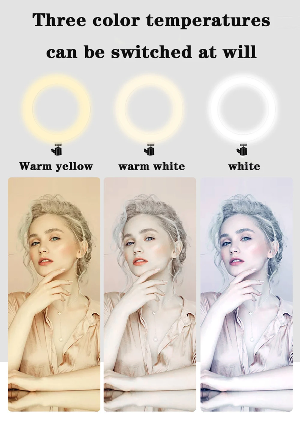 

10 inch LED ring light 6500K fill light, used for selfie makeup photography video live light recording video light 10W