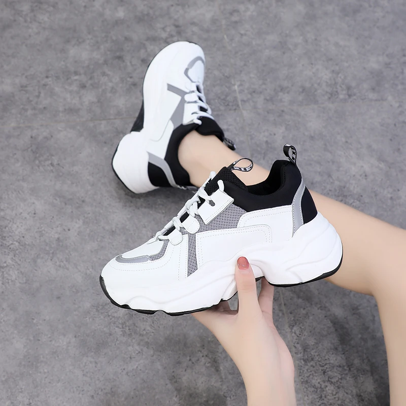 Женские кроссовки на толстой подошве Fujin дышащие водонепроницаемые платформе с