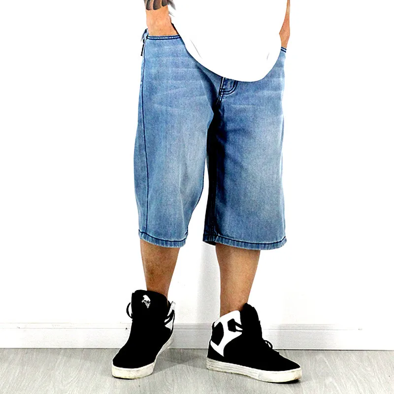 

Denim Shorts Men 2020 men's large size loose shorts blue jeans men's hip hop skateboard pants more size 30-44 46