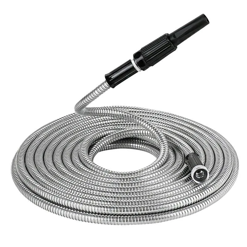 

Stainless Steel Garden Hose Water Pipe 25/50/75/100FT Flexible Lightweight Pipes