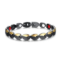 handmade designer golden black charm cuff bangle stainless steel jewelry heart magnet bracelet for men