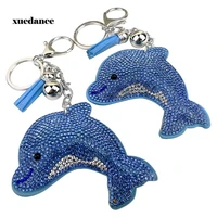 full crystal rhinestone dolphin keychain car keyrings womens bags decoration accessories horse pendants jewelry
