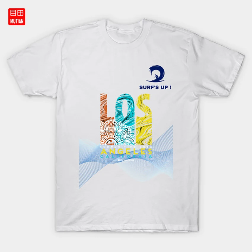 Летняя Повседневная футболка с принтом Лос Анджелеса Калифорния для пляжа