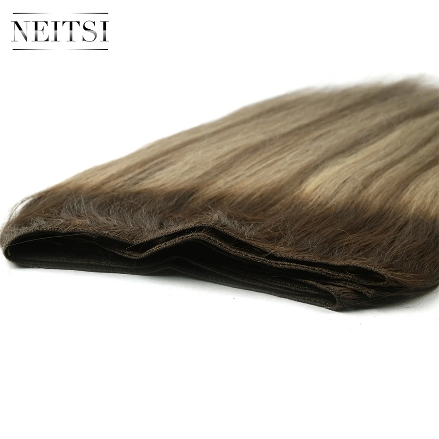 Neitsi прямые сложенные пополам волосы Remy человеческие волосы плетение для наращивания Balayage 2" 50 см 100 г/шт. Омбре прядь натуральных волос пучки
