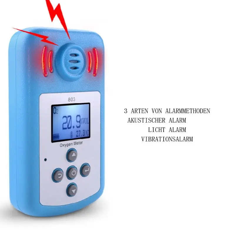 Oxygen Meter LCD Display Sound Light Vibration Alarm Gas Concentration Detector | Инструменты