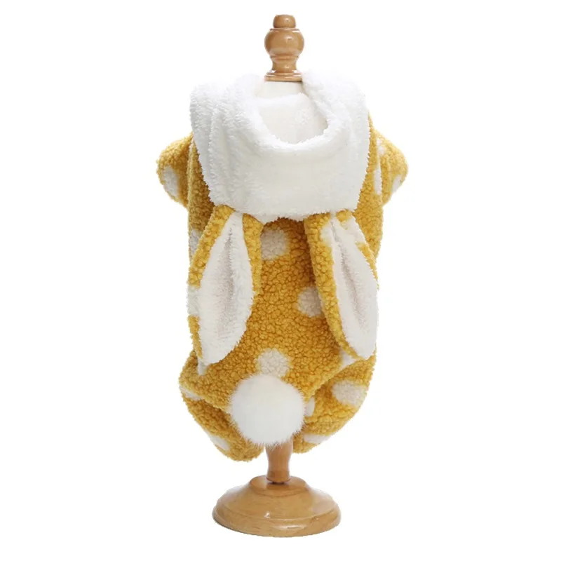 Одежда для собак с милым принтом кролика ветрозащитный Теплый комбинезон