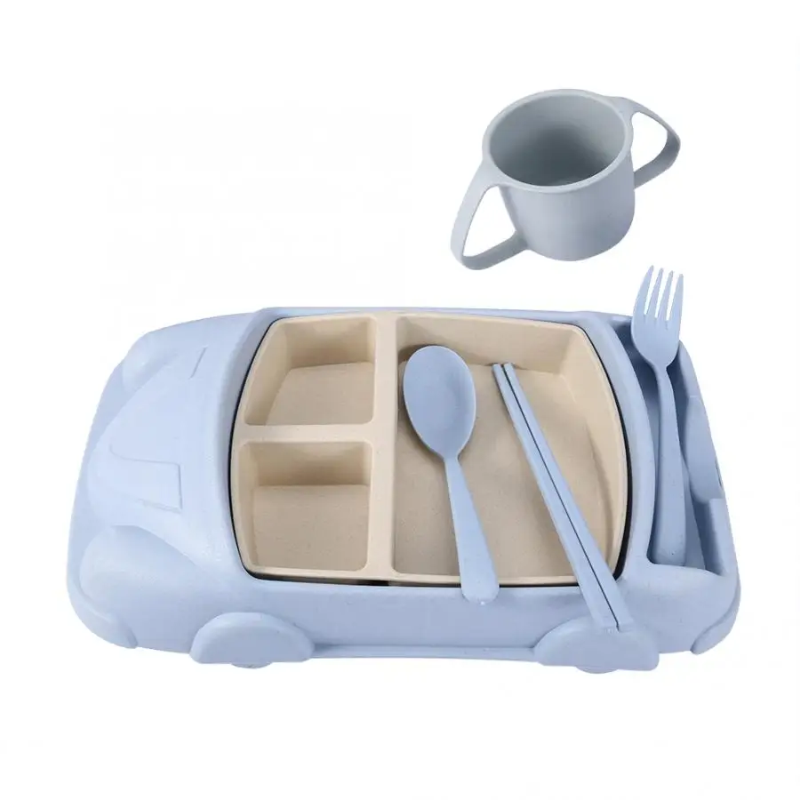 Детская пшеничная соломенная посуда мультяшная Автомобильная тарелка для