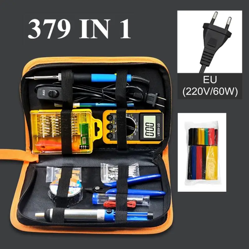 

379 шт. паяльник Kit 60W 220/110V ЕС/США Электрический паяльник пистолет Регулируемый Температура Сварка паяльник инструмент