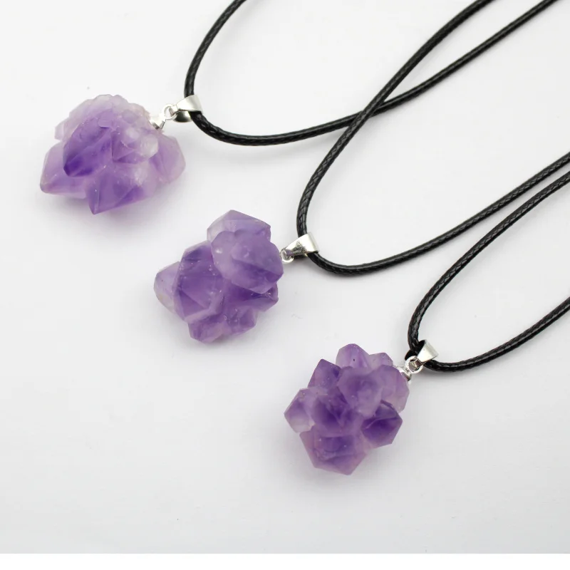 

1PC Natural Quartz Stone Raw Crystals Amethyst Pendant For DIY Jewelry Necklace Accessories Purple Reiki Mineral Specimen
