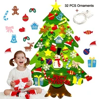diy felt christmas tree wall hanging artificial xmas tree with santa claus snowflakes ornament new year home decoration kid gift