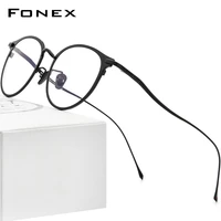 fonex pure titanium eye glasses frames for women retro round prescription eyeglasses men new vintage myopia optical eyewear 8509