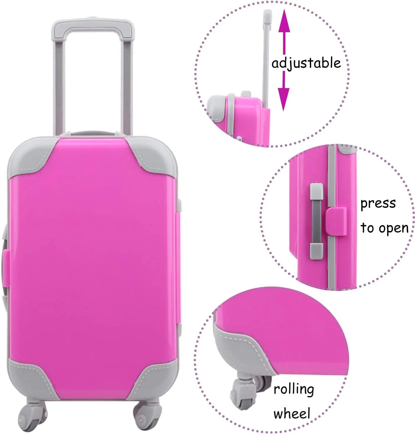 2021 American Doll Pink Suitcase Travel Carrier Storage Down Jacket Leggings and Boots Winter Clothes for Girl 18 Inch | Игрушки и хобби
