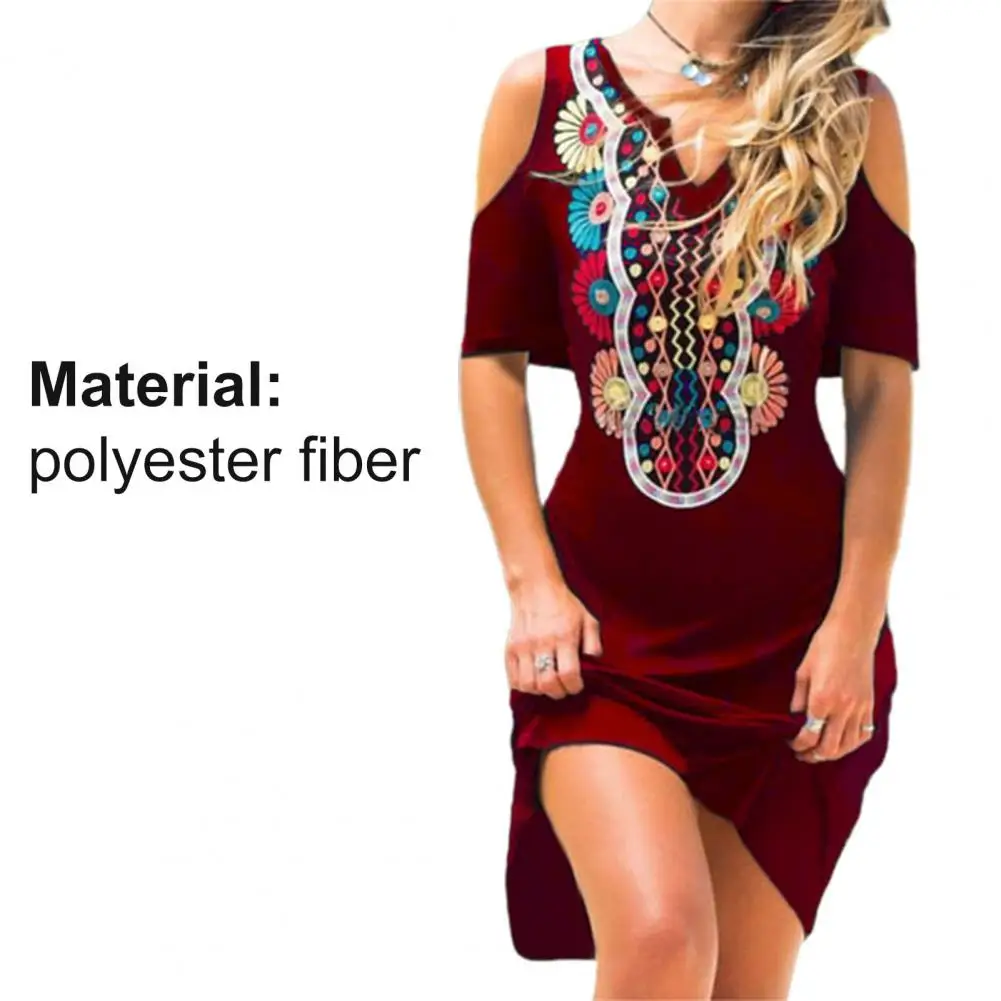 

Tribal Dress Dress Bohemian Women Printed V Neck Skirt for Dating