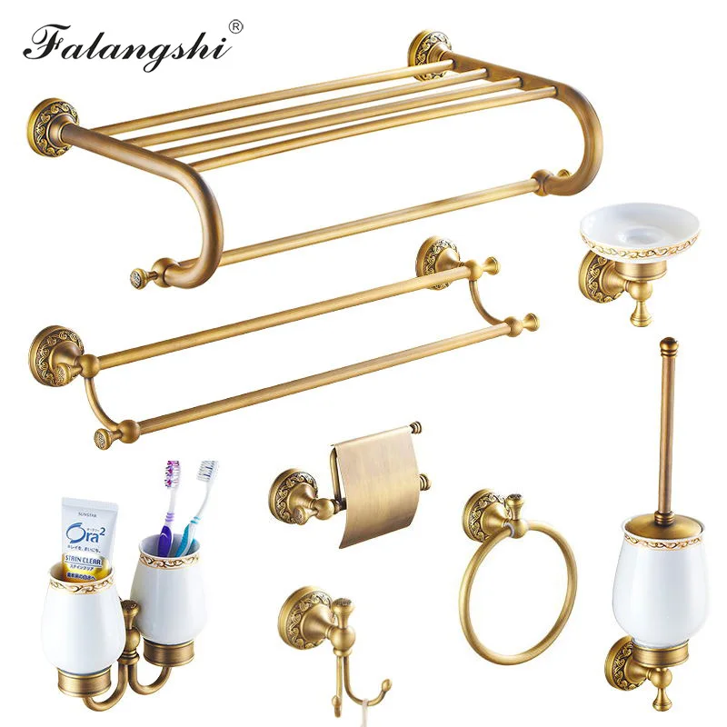 

Copper Brass Bathroom Hardware Set Toothbrush Holder Toilet Paper Holder Towel Bar Soap Dish Sanitary Wares for Bathroom WB8802